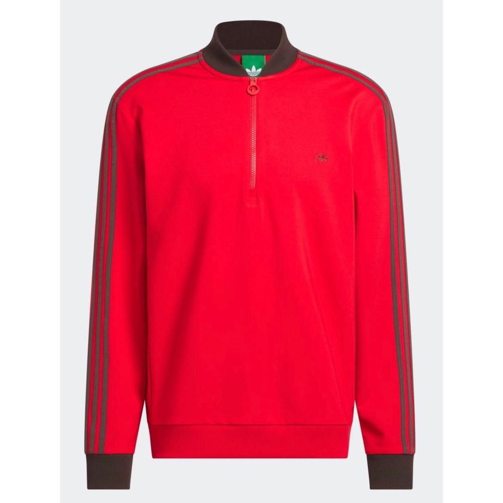 Adidas Golf Originals 3-Stripes Trefoil Red 1/4 Zip Track Jacket Men's Small NEW